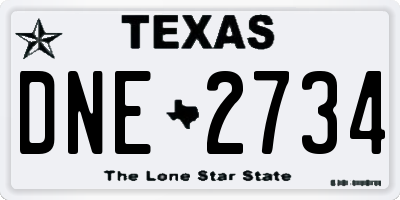TX license plate DNE2734
