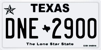 TX license plate DNE2900