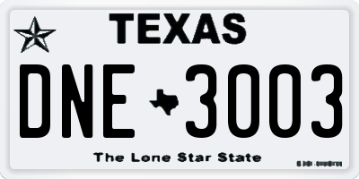 TX license plate DNE3003