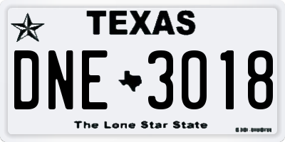 TX license plate DNE3018