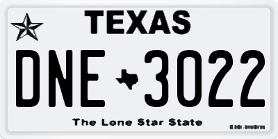 TX license plate DNE3022