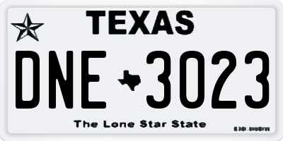 TX license plate DNE3023