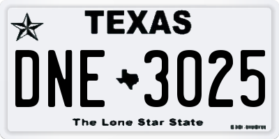 TX license plate DNE3025