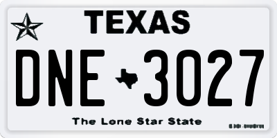 TX license plate DNE3027