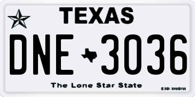 TX license plate DNE3036