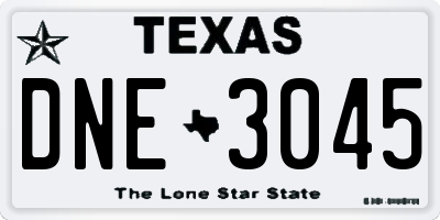 TX license plate DNE3045