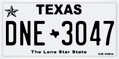 TX license plate DNE3047