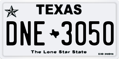 TX license plate DNE3050