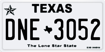 TX license plate DNE3052