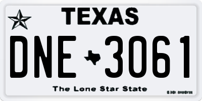 TX license plate DNE3061