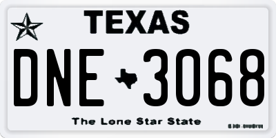 TX license plate DNE3068