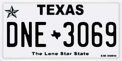 TX license plate DNE3069