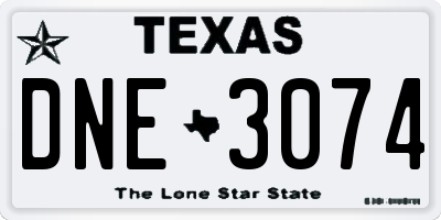 TX license plate DNE3074