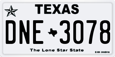 TX license plate DNE3078