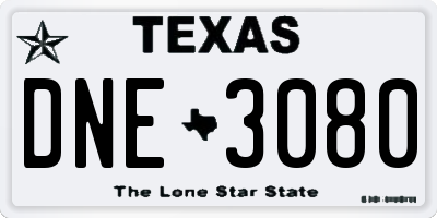 TX license plate DNE3080