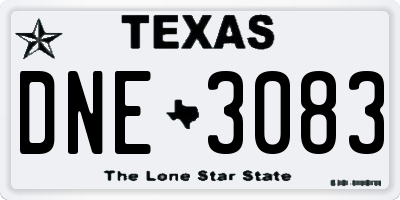 TX license plate DNE3083