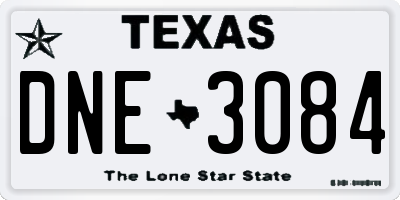 TX license plate DNE3084