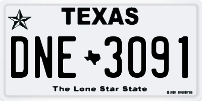TX license plate DNE3091