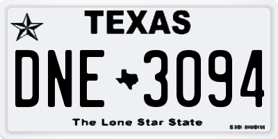 TX license plate DNE3094
