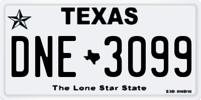 TX license plate DNE3099