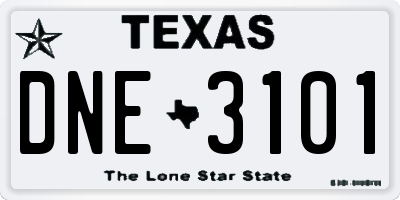 TX license plate DNE3101