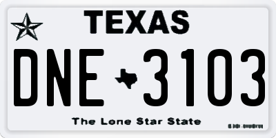 TX license plate DNE3103