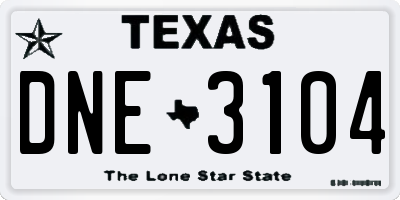 TX license plate DNE3104
