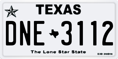 TX license plate DNE3112