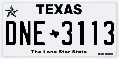 TX license plate DNE3113