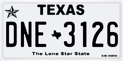 TX license plate DNE3126
