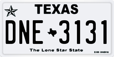 TX license plate DNE3131