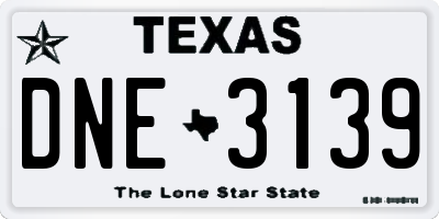 TX license plate DNE3139