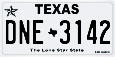 TX license plate DNE3142