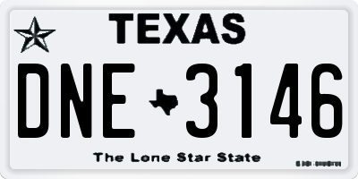 TX license plate DNE3146