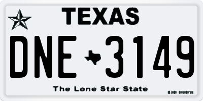 TX license plate DNE3149
