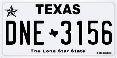 TX license plate DNE3156