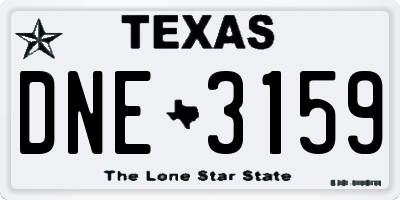 TX license plate DNE3159
