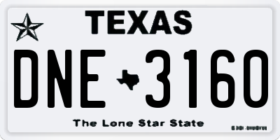 TX license plate DNE3160