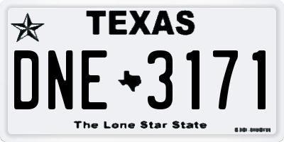 TX license plate DNE3171