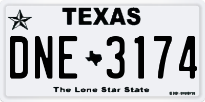 TX license plate DNE3174