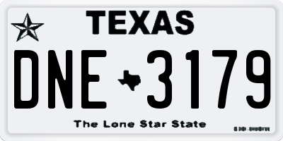 TX license plate DNE3179