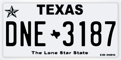 TX license plate DNE3187