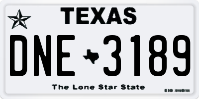 TX license plate DNE3189