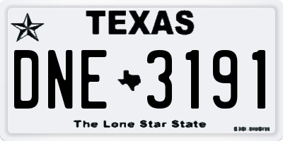 TX license plate DNE3191