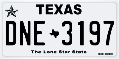 TX license plate DNE3197