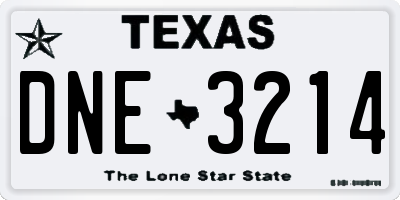TX license plate DNE3214