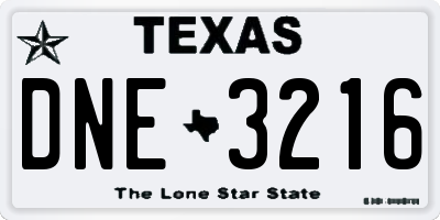 TX license plate DNE3216