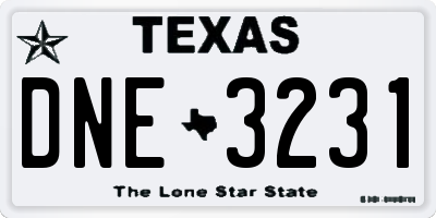 TX license plate DNE3231