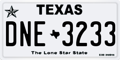 TX license plate DNE3233