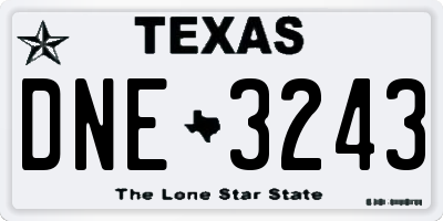 TX license plate DNE3243